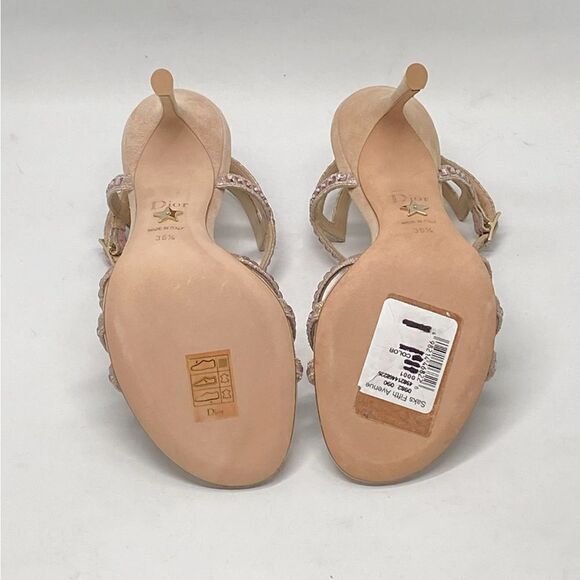 Dior Gem Embroidered Crystal Suede Heel Sandals size 36.5 - Picture 14 of 15